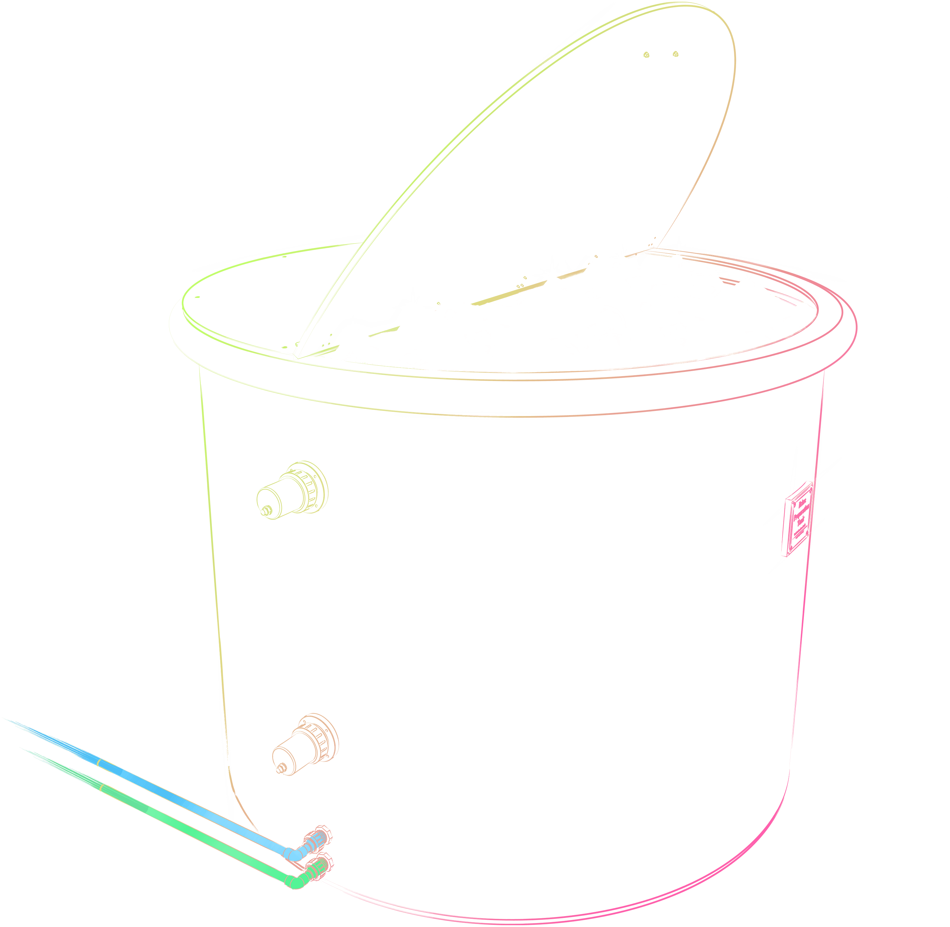 Illustration of a brine preparation tank with internal mixer