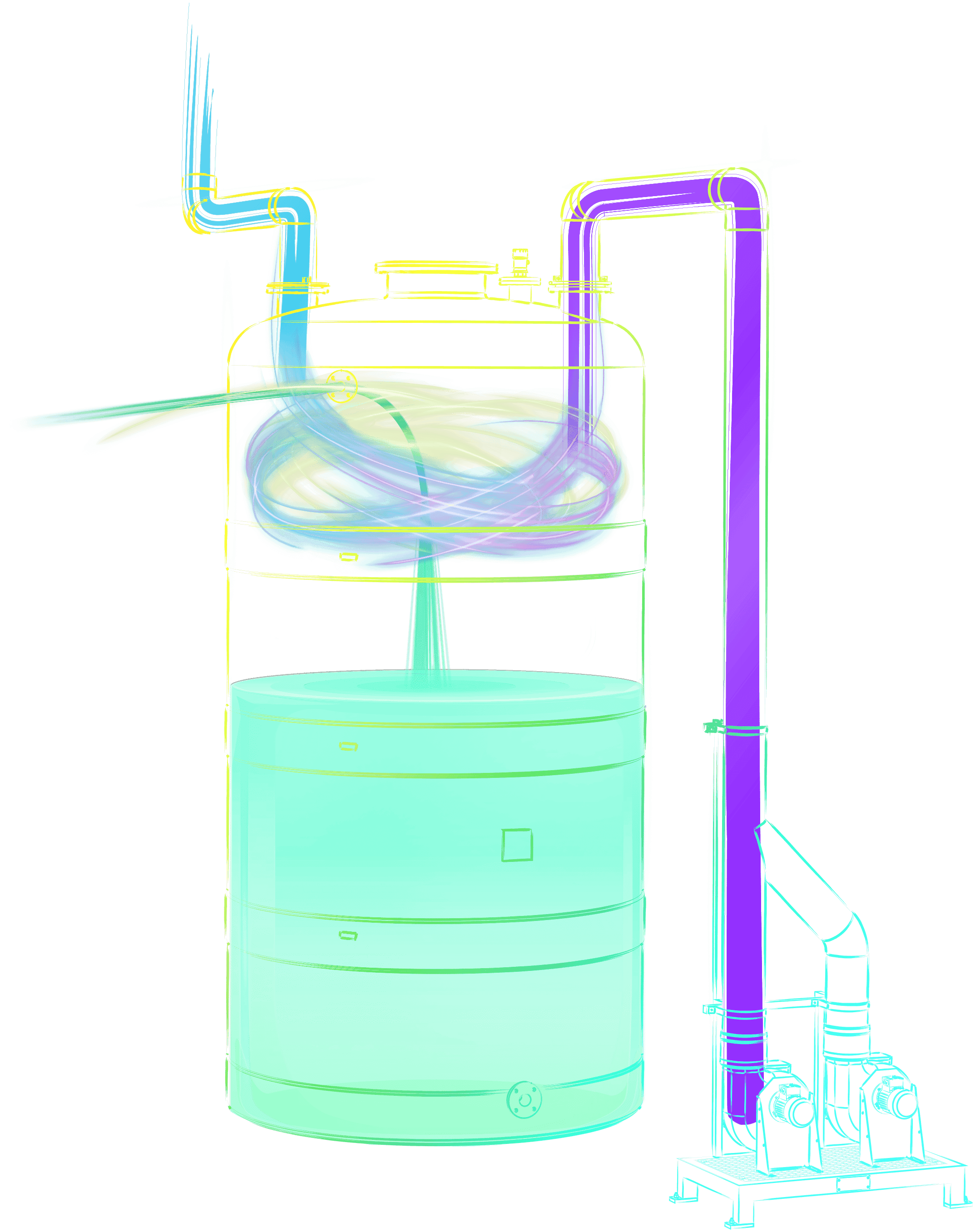 Illustration of an air fan unit diluting and discharging hydrogen gas