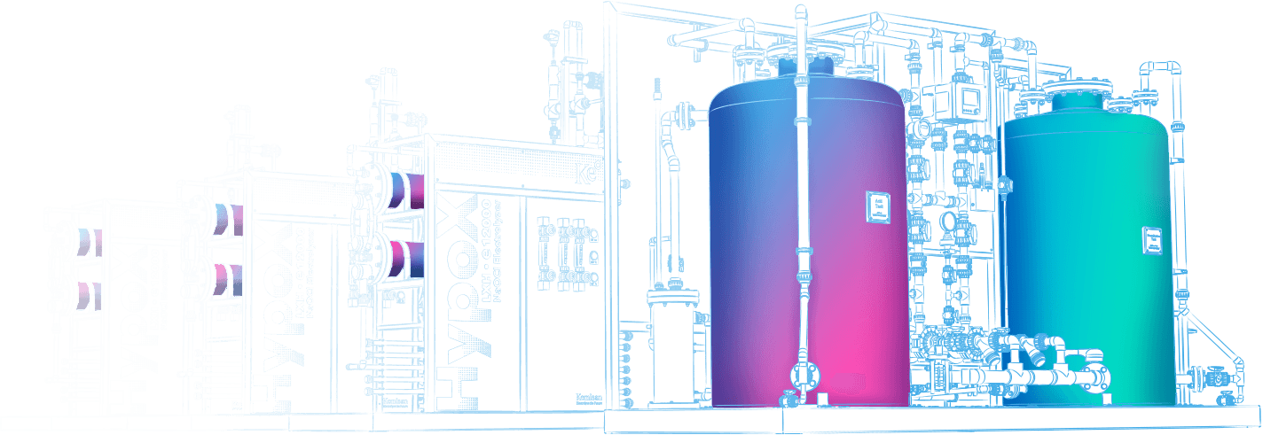 HypoX LX electrolyzer line with the central cleaning and neutralization tanks