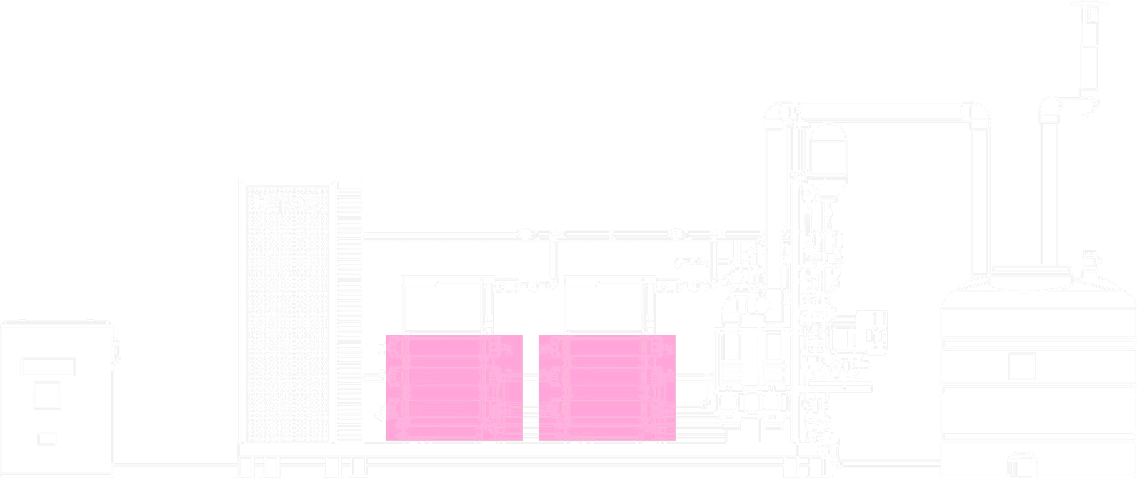 MX 1200 DUO technical elevation drawing of the HypoX MX Series skid