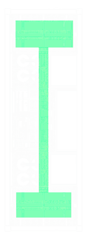 PX 16000 UNO+ top-view technical drawing with the train lines highlighted