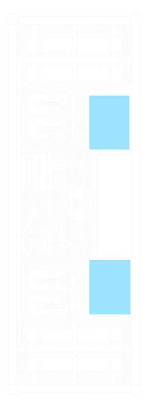 PX 16000 UNO+ top-view technical drawing with the rectifier units highlighted