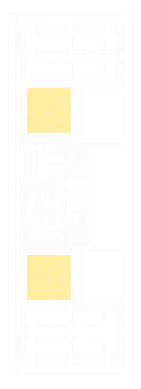 PX 16000 UNO+ top-view technical drawing with the water softener units highlighted